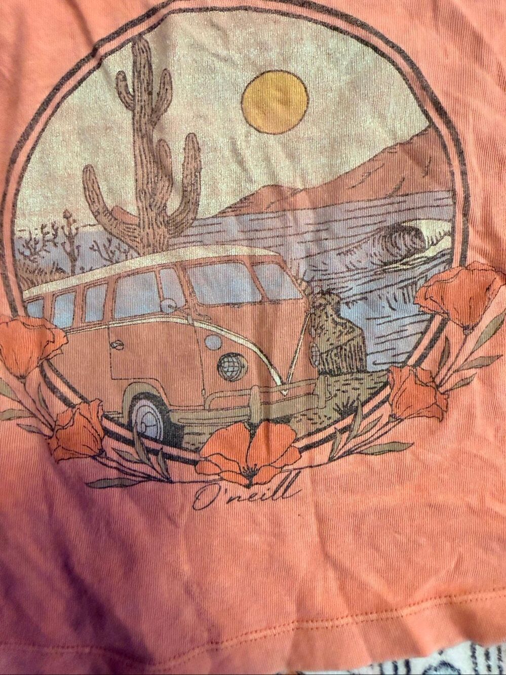 O'Neill Desert Road Trip Graphic Cropped Tank Top Orange Size Small